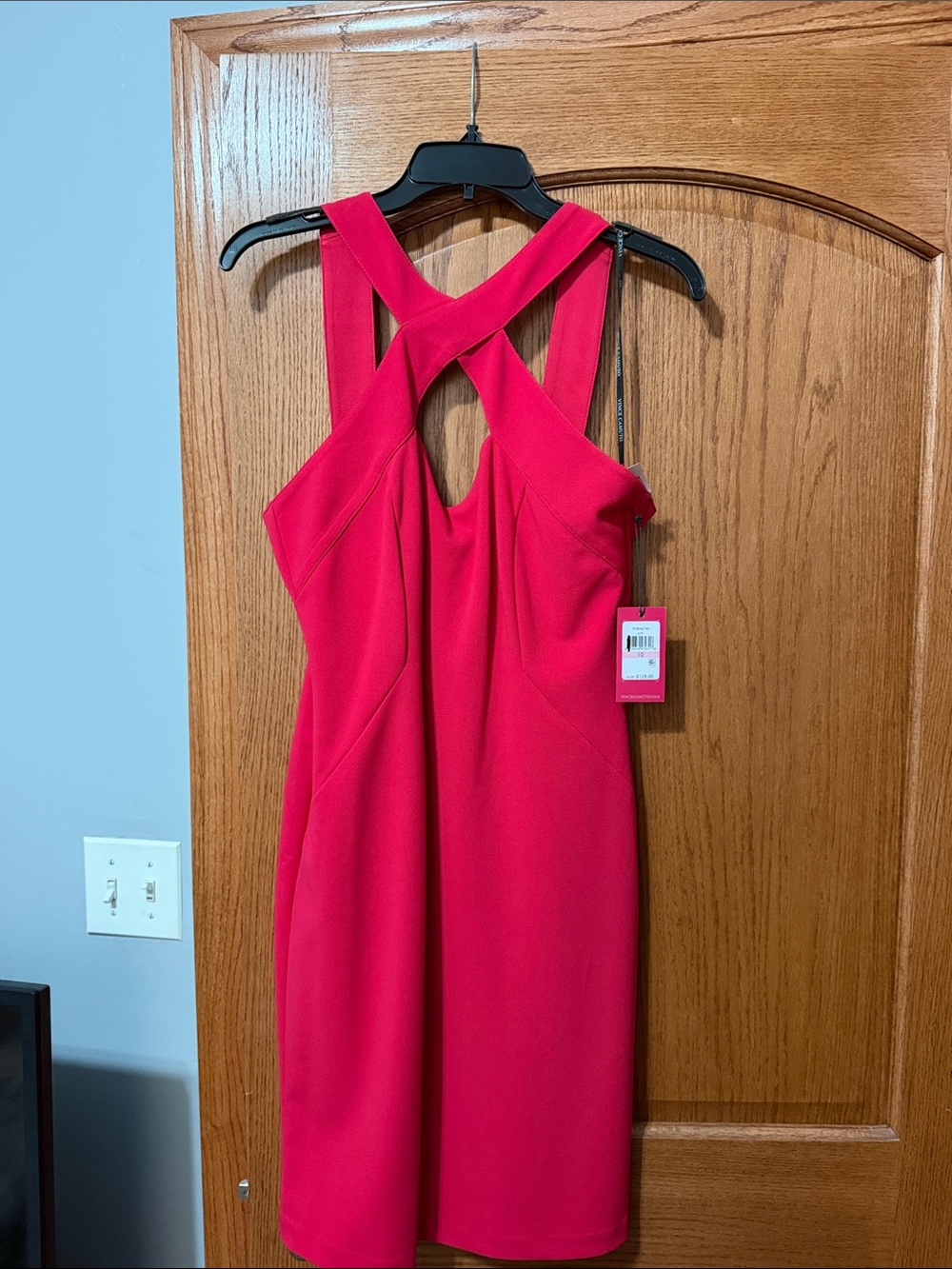 Vince Camuto Fuchsia One-Shoulder Cross-Back Dress